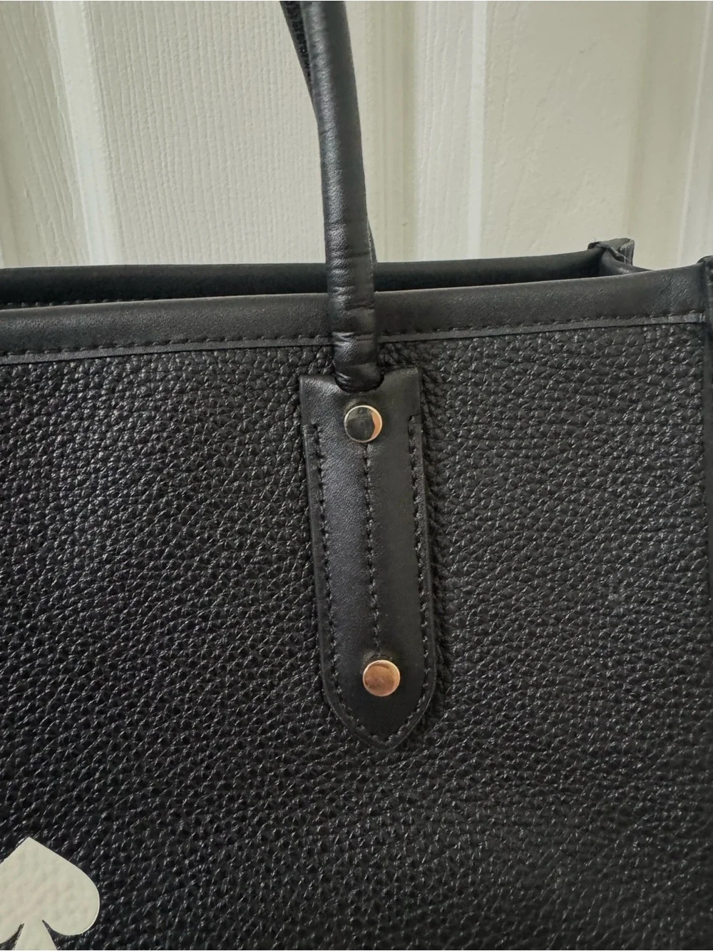 Kate Spade Ella Tote Black Pebbled Leather Logo with White Print